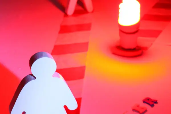Dangerous Working Environment. ,Chevron And Warning Light With Two Human Figures