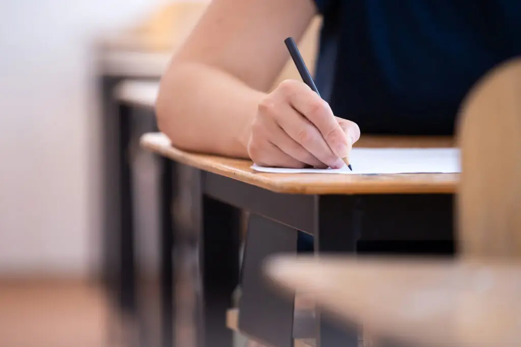 Student writing exam