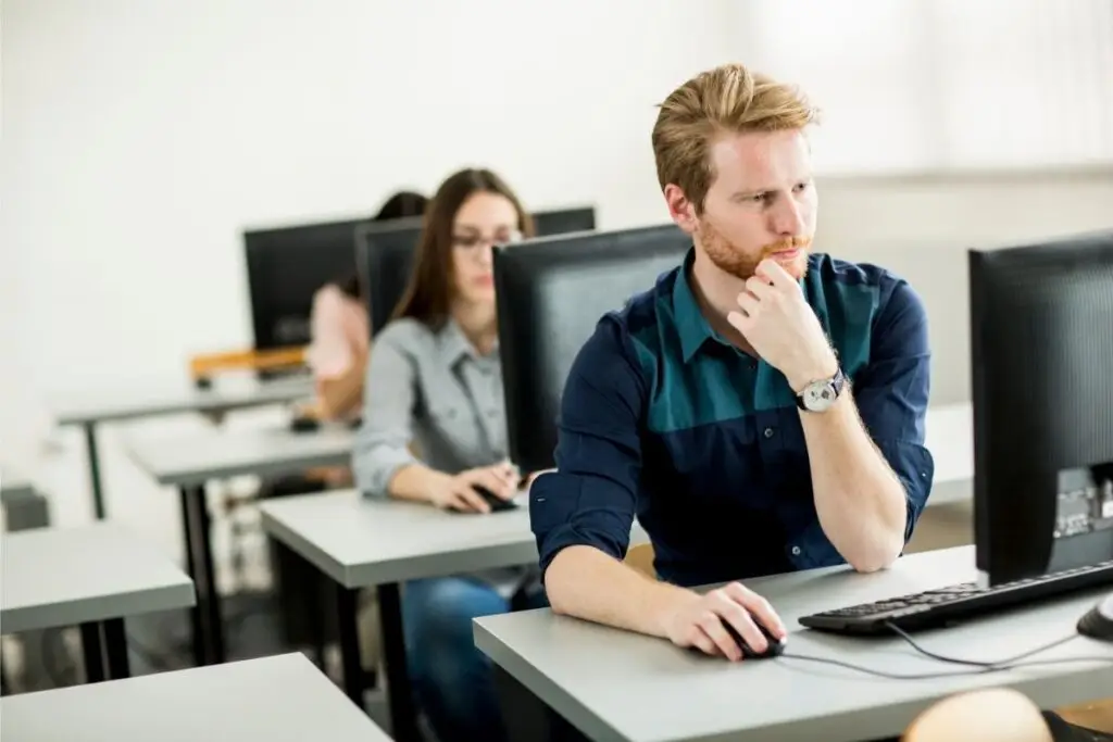 Candidate taking a computer-based MRCEM SBA exam
