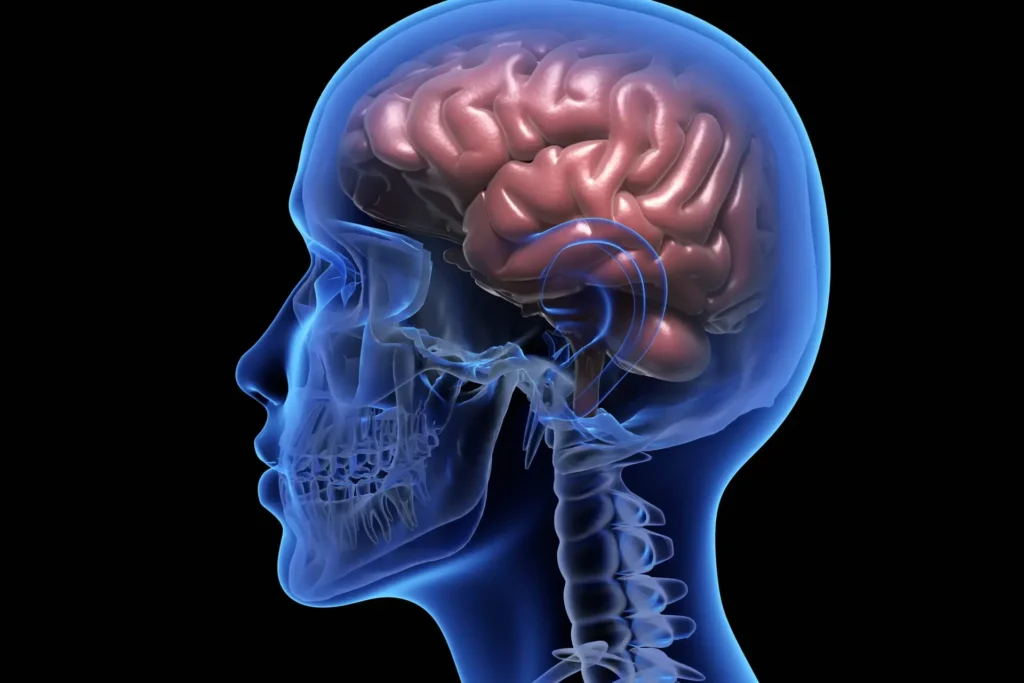 Neurology 10 Human head anatomical illustration showing brain